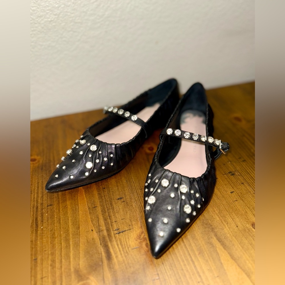 Antonio Melani x Jennifer Sumko Lyssa Lou Leather Studded Mary Jane Flats- 6 - Picture 3 of 7